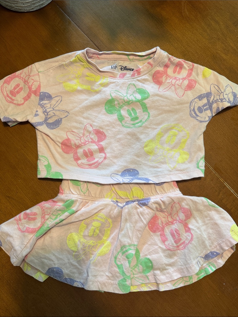 Disney x GAP Pastel Minnie Mouse Pink Top & Skort Set